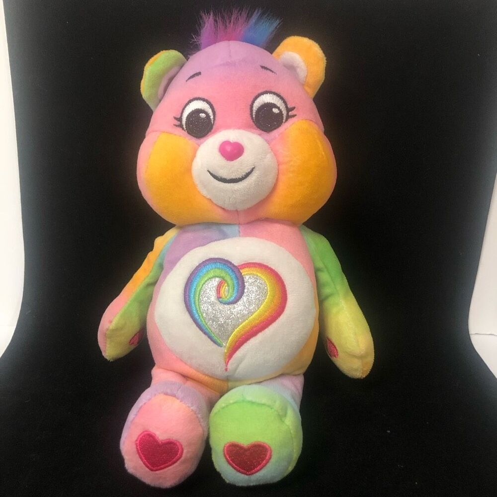 care bear 2021 togetherness bear 9 inch‎ plush soft rainbow tie dye kid core